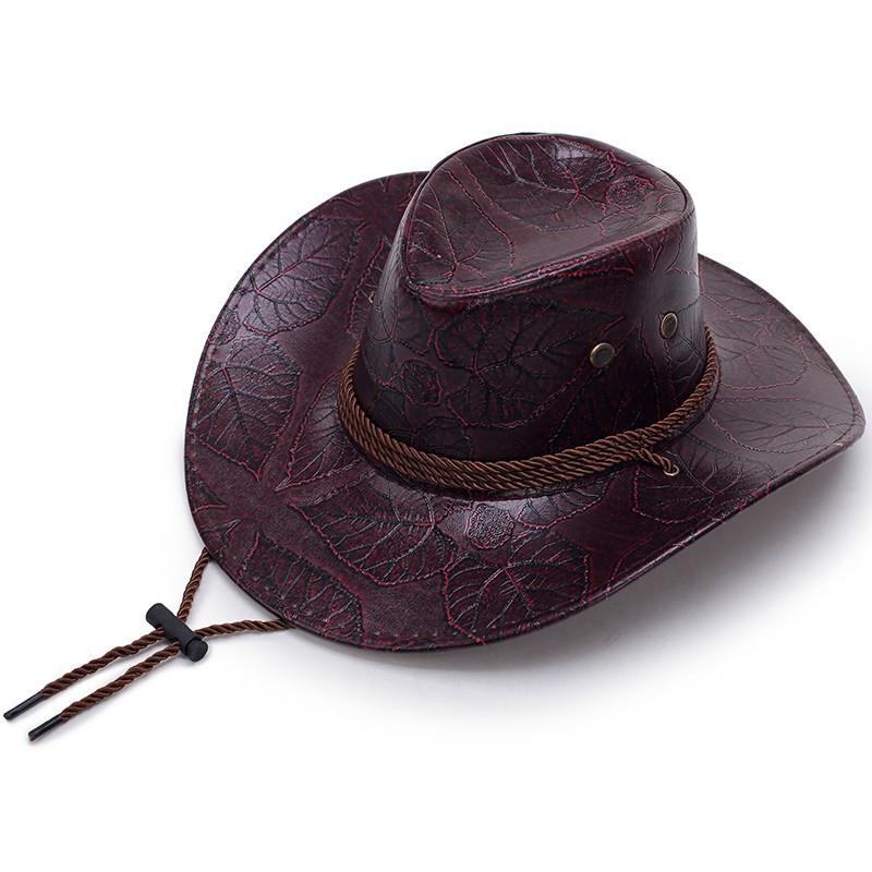 Spring and Summer Printed Leather Styling Denim Hat, Outdoor Western Denim Knight Hat, Grassland Mongolian Hat