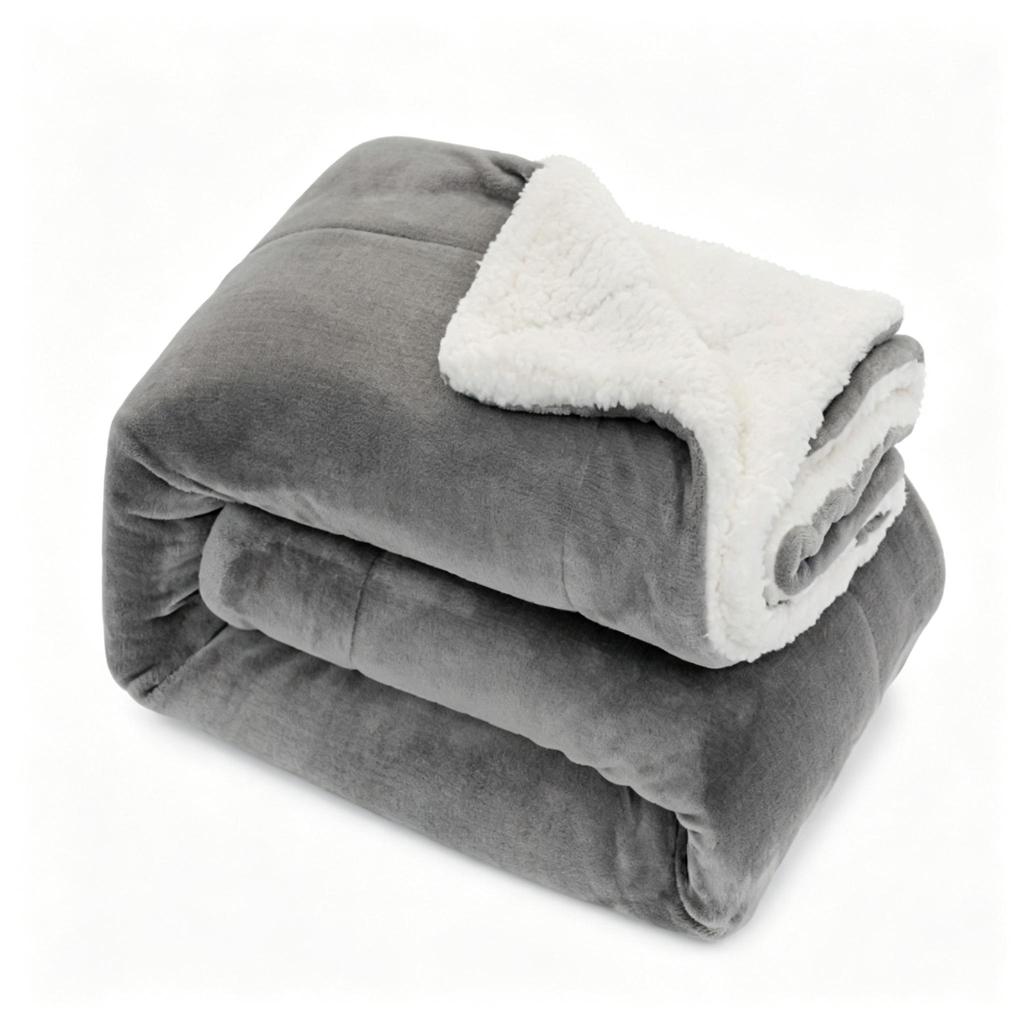 Doppellagige Flanell-Sherpa-Kuscheldecke, Dicke Warme Einfarbige Decke, Ganzjahres-Sofabettbezug für Zuhause