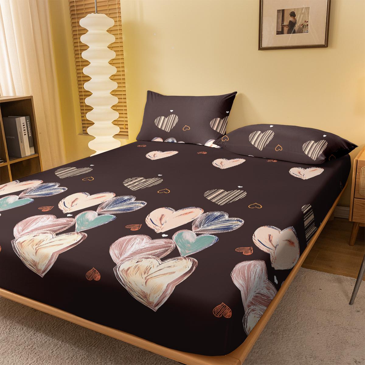 

1 простая современная матовая простыня на резинке с геометрическим рисунком в форме сердца, покрывало для кровати с принтом в спальню, постельное белье (Исключая наволочки) 71x132cm