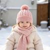 Xiaomi 1pc Baby Double Pom Pom Knit Ear Flap Hat, Cute Solid Color Toddler Beanie hats winter hat Daily Head Hat for Boys Girls