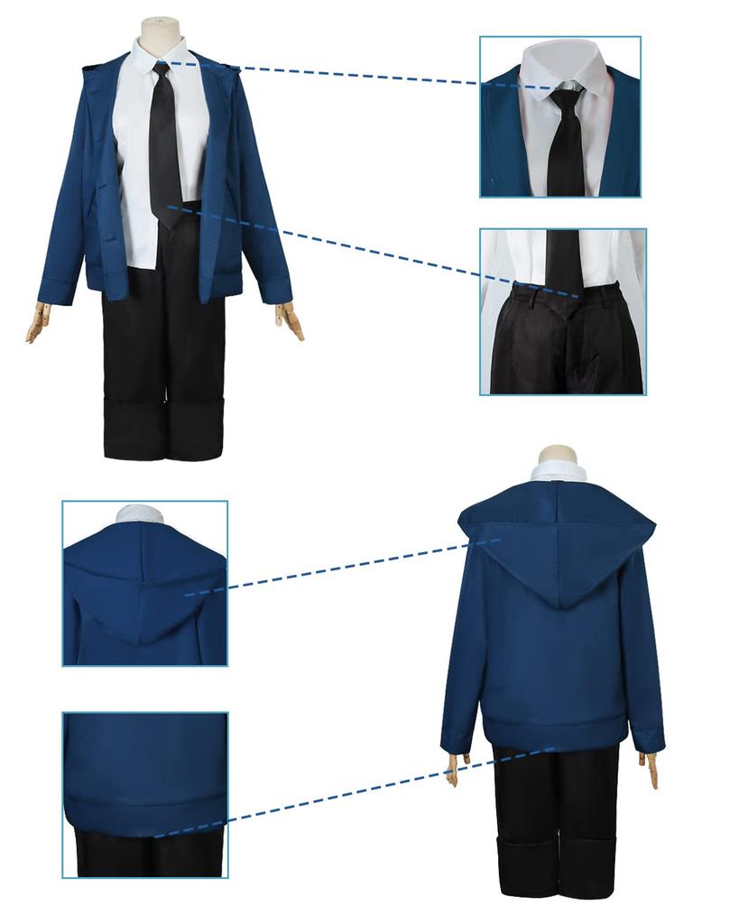 Power Cosplay Perücke Inklusive Blue Blood Devil Kostüm Erwachsenen Cosplay Kulturfestival Kostüm Bühnenkleidung Blaue Perücke [Kamizu Ryohin] (Strom inbegriffen,