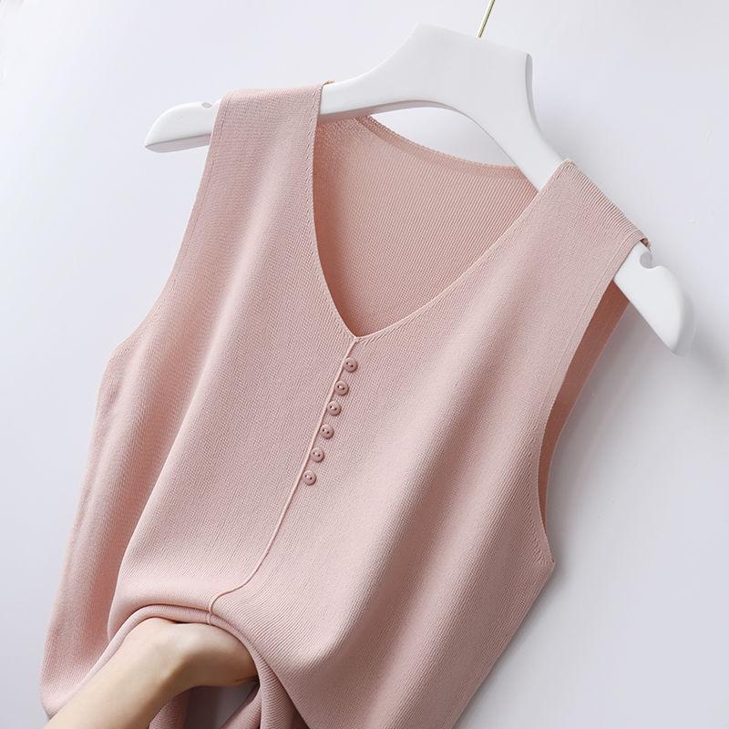 Large size sling vest for women, fat loose collar to cover their belly, knitted sleeveless bottoming shirt, and top inside.