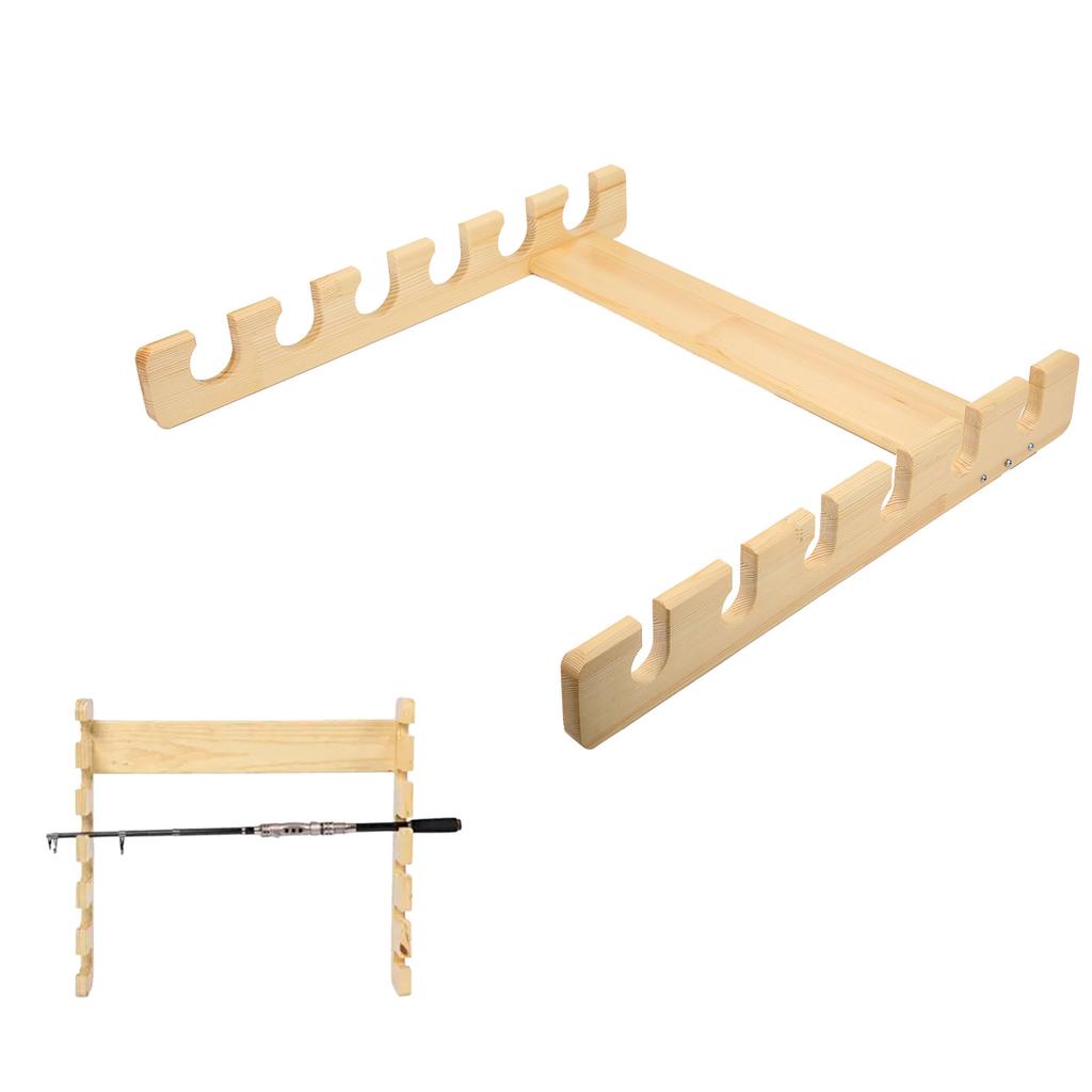Fishing Rod Storage Rack Holder Pole Bracket WallMounted 6 Position Bamboo Showing Stand