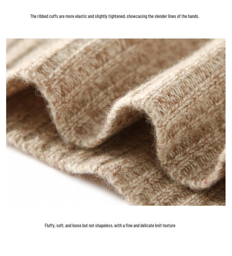 357 Fancy Yarn Women's Round Neck 100% Pure Wool Knit Pullover - Loose and Thick Style