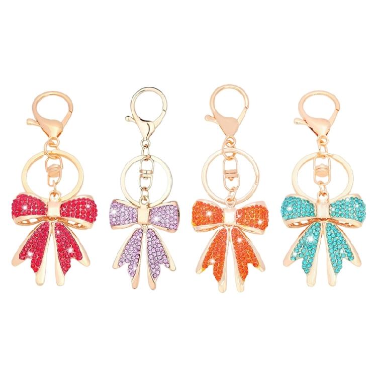 Shimmering Bowknot Keychain Rhinestones Decoration Alloy Metal Jewelry Accessory For Everyday Elegances
