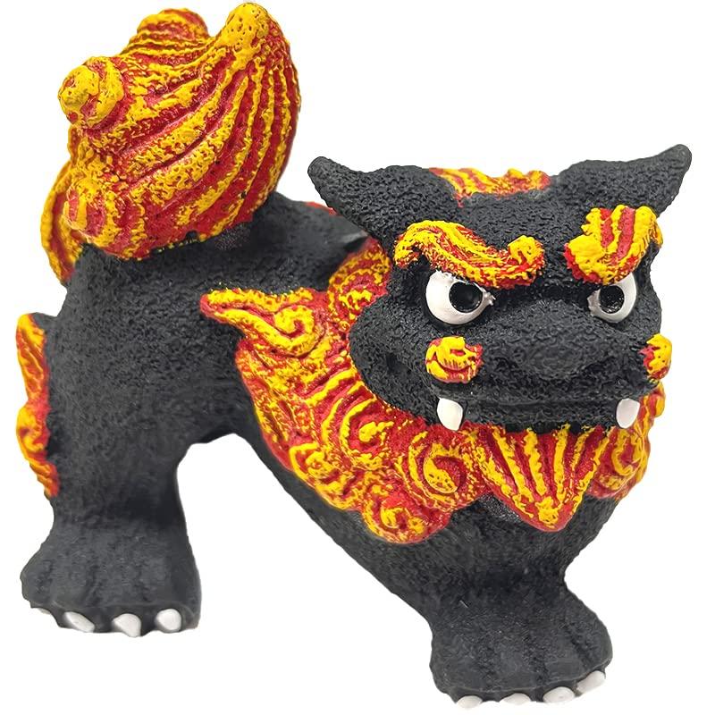 Okinawa Souvenir Shisa Figur, Mini, Curry Shisa für den Eingang (Schwarz/Horizontal)