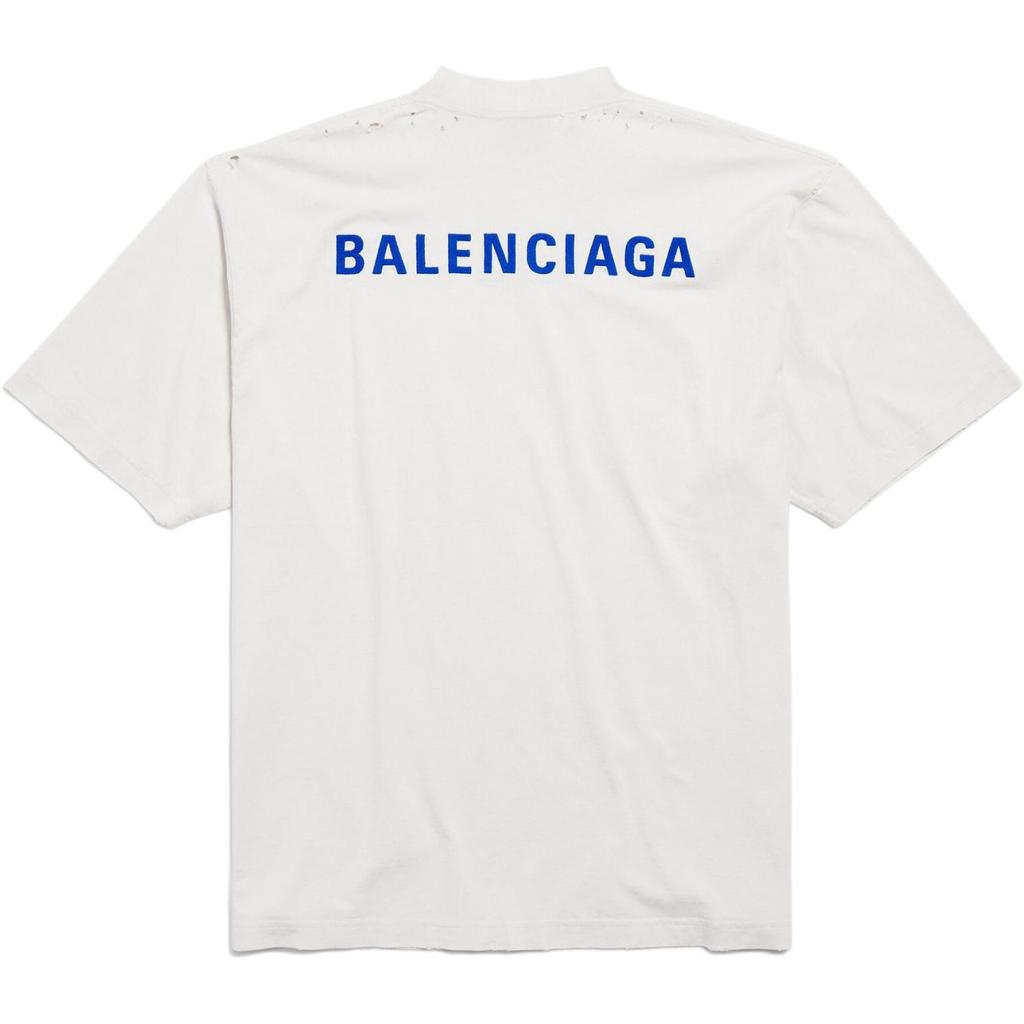 Balenciaga FW25 T Shirt Regular Fit Unisex Distressed White 764235TSVO98016