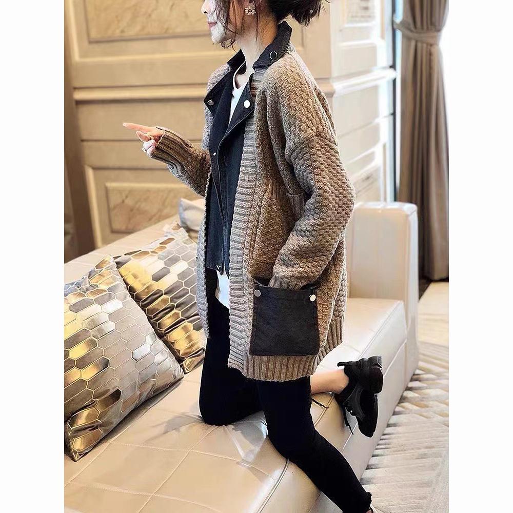 Høst Vinter Dame Spleising dongerijakke Dame Langermet Jean-jakker Dame Løs genser Cardiganjakke