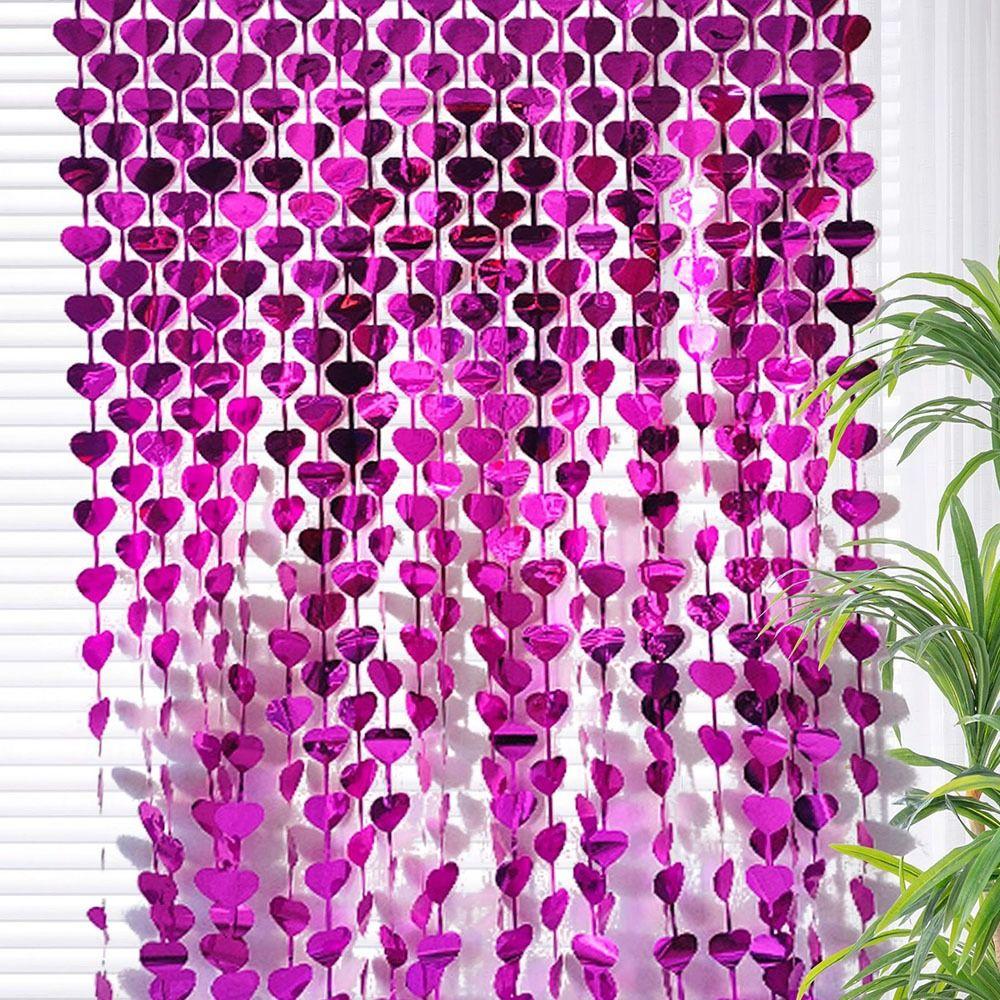 1m×2m Party Curtain Heart-shaped Glitter Background Curtain Heart Rain Curtain  Party Background