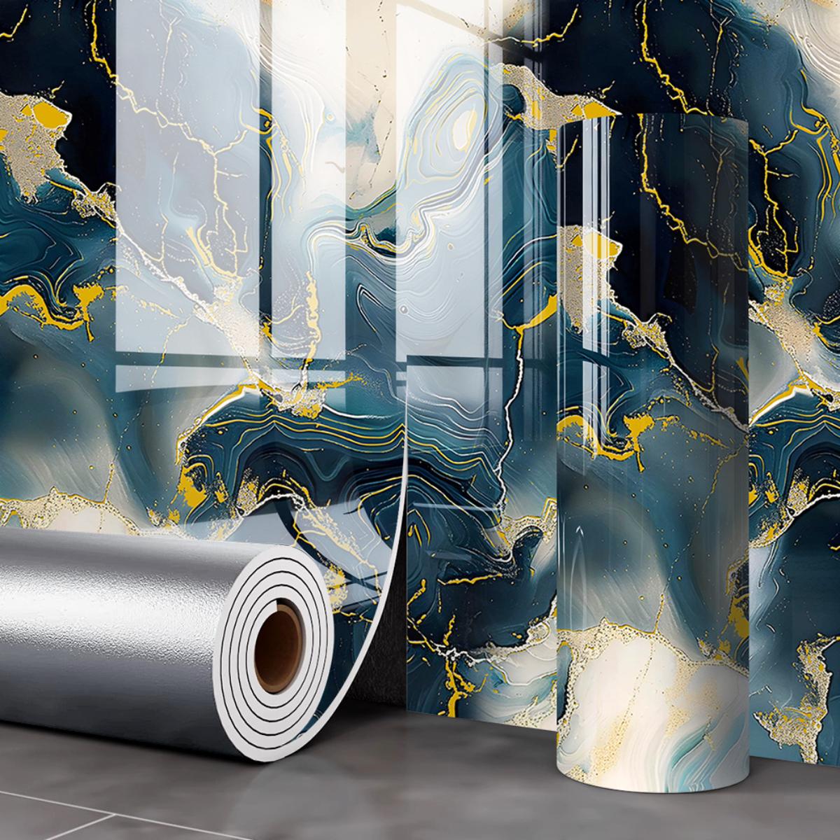 

1Roll Marble Imitation Self-Adhesive Wall Sticker Thick Gilded Luxury TV Background Wallpaper Waterproof Oilproof Home Decor 40x300cm