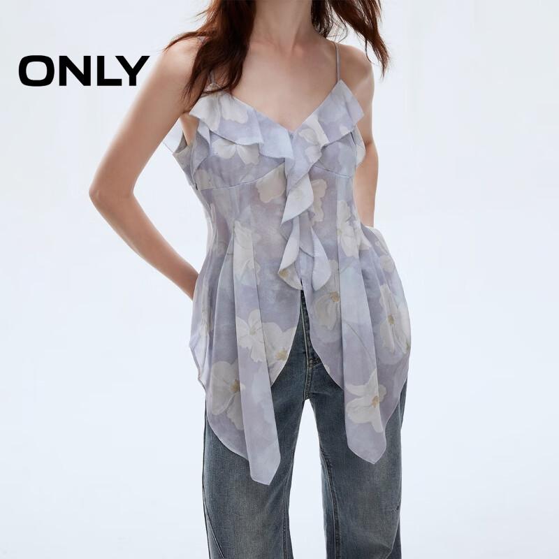 ONLY Women's Ruffled Floral V-Neck Chiffon Cami Top