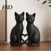 Non-tip Cat Ornament 3D Printed Couple Figurine, Minimalist Heart-Shaped Sculpture, Cuddle Figurine Romantic Ornaments for Home Office Decoration Cute