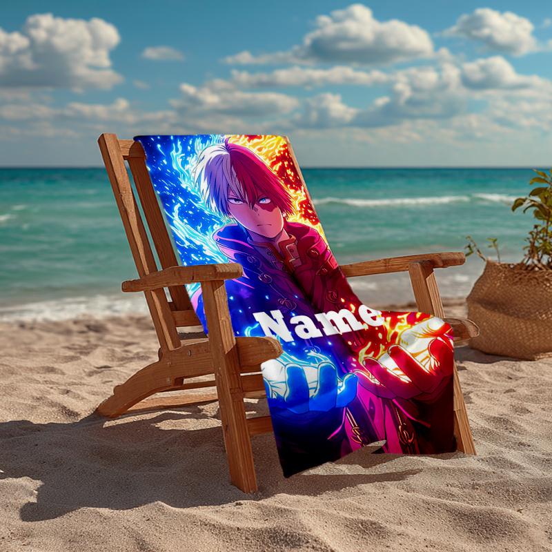 Custom Name Ultra-Soft Beach Towel with My Hero Academia Theme,Ideal for Pool - Camping, Diving - Perfect Travel Essential, Vibrant Beach Towel.