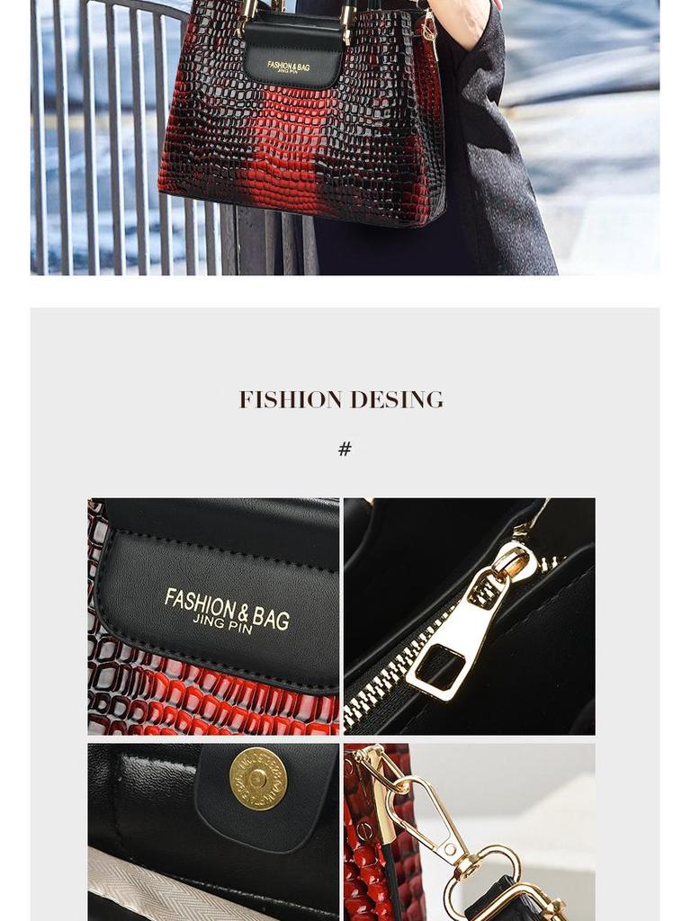 2025 Crocodile Pattern Women's Crossbody Tote: Elegant, Fashionable Handbag for Commuting