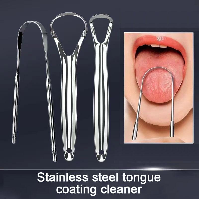 1/2 Pcs Reusable Stainless Steel Useful Tongue Scraper Cleaning Coated Tongue Cleaner Fresh Breath Oral Hygiene Care Tools SGQ01