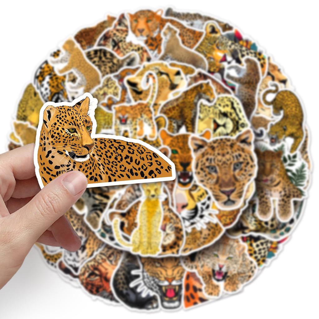 50 Leopard Doodle Stickers Personalized Cartoon Animal Creative Decorative Water Cup Skateboard Suitcase Stickers