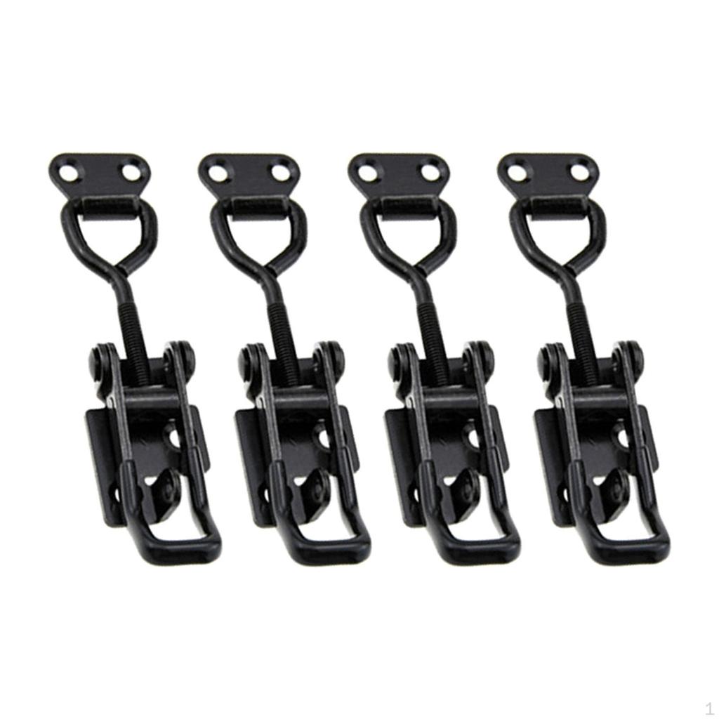 4 Pieces Toggle Clamps Cabinet Boxes Lever Handle Black Iron Quick Release Hand Tool Pull Hasp Latch