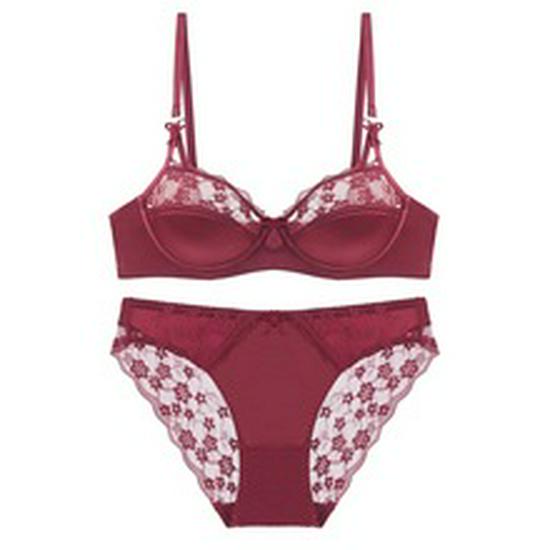 Sleek Lace French Vest Bra & Thong Set - Bestselling Sexy Lingerie with Thin Steel Support and Elegant Back Design.