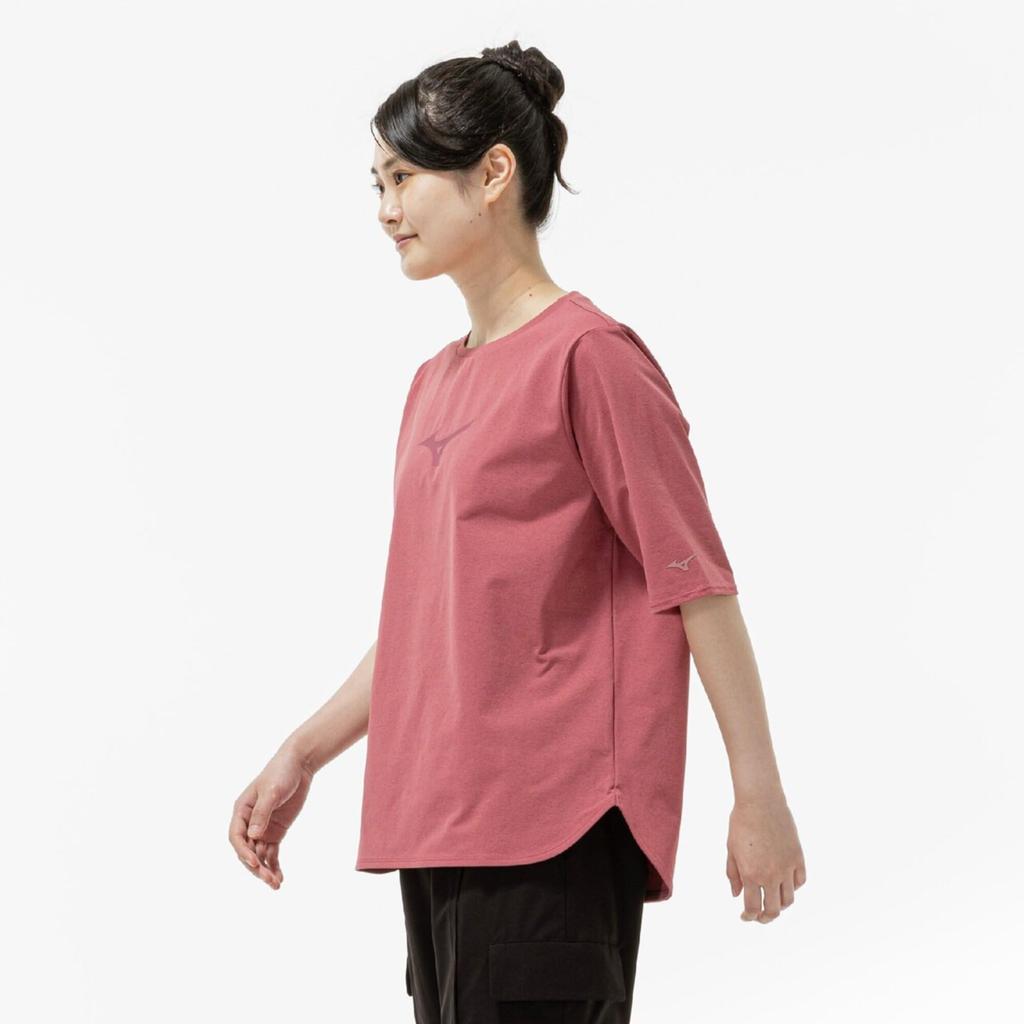 Mizuno Soft Dry Sports Mauve 32MAC815 Women's T-Shirt (Wide Silhouette), Moisture-Wicking, Quick-Drying, Pink,