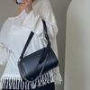 IELGY Niche Design Black Trendy Chain Bag Wild Fashion Foreign Style Single Shoulder Bag Messenger Bag