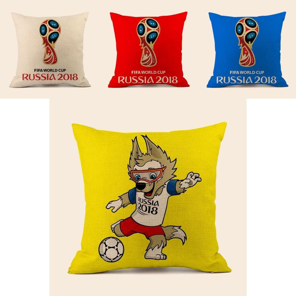 Soccer Fans World Cup 32 Teams Cotton Pillowcase With Emblem For Home Bar Lounge
