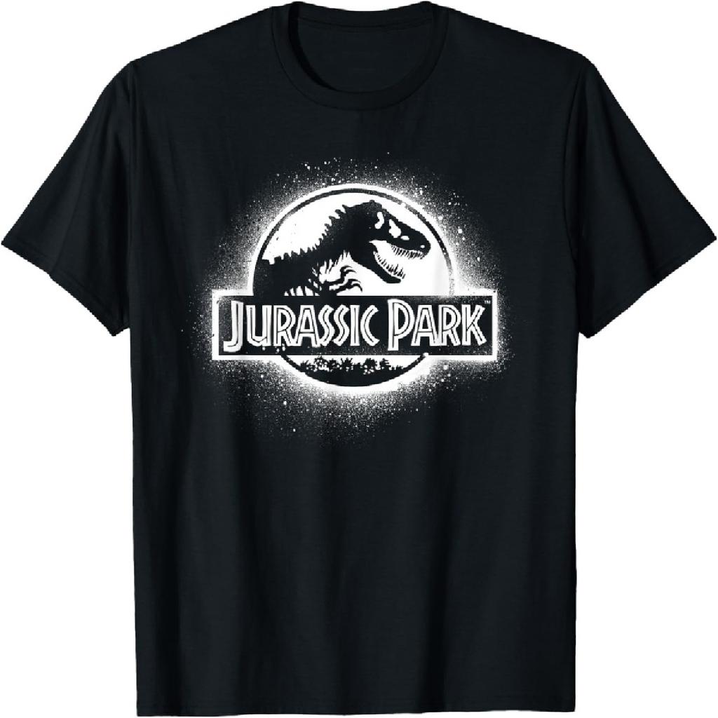 Jurassic Park T-Shirt mit weißer Sprühfarbe und Filmlogo