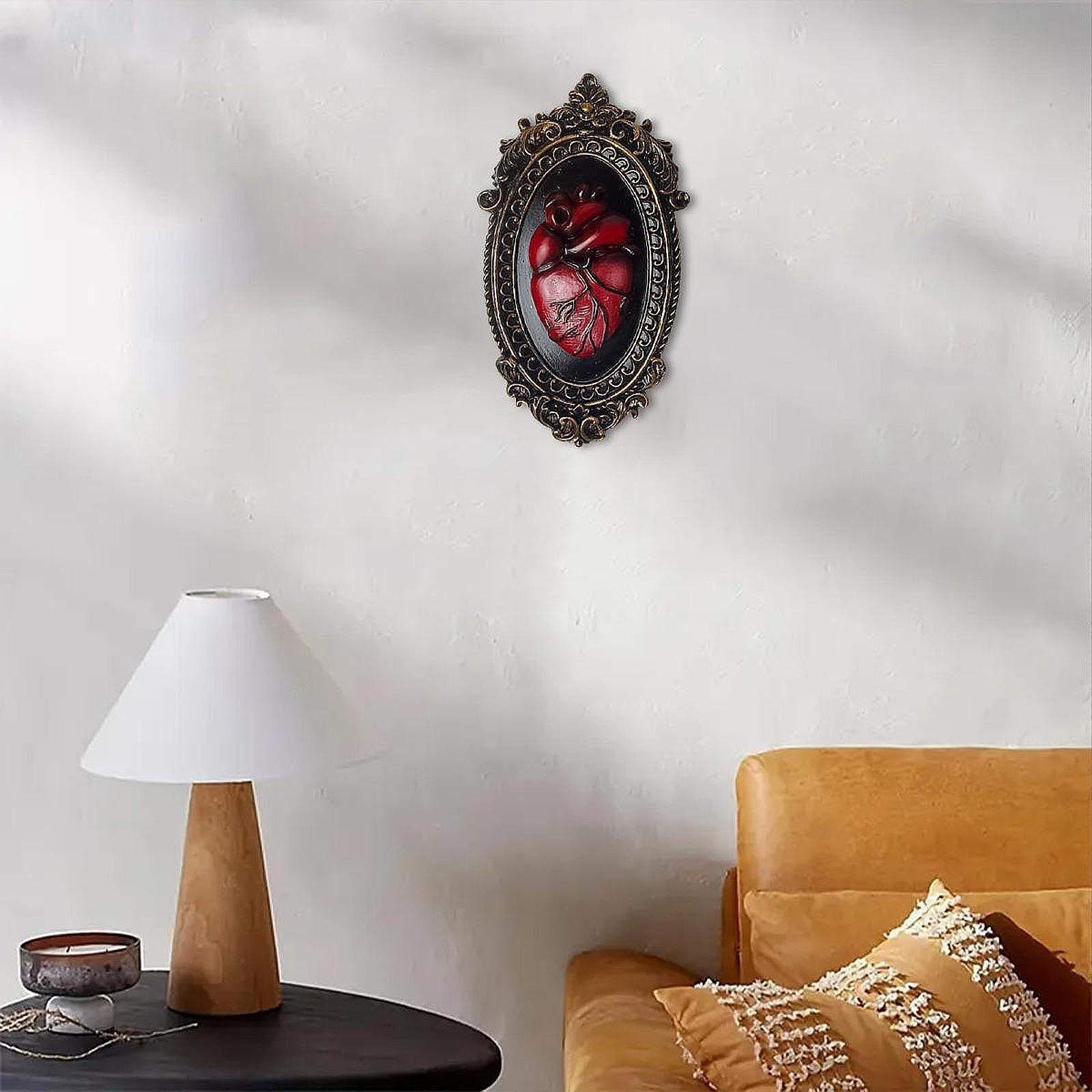 

Heart Wall Sculpture Photo Frame Resin Art Craft Artwork Halloween Decoration Gothic Decor