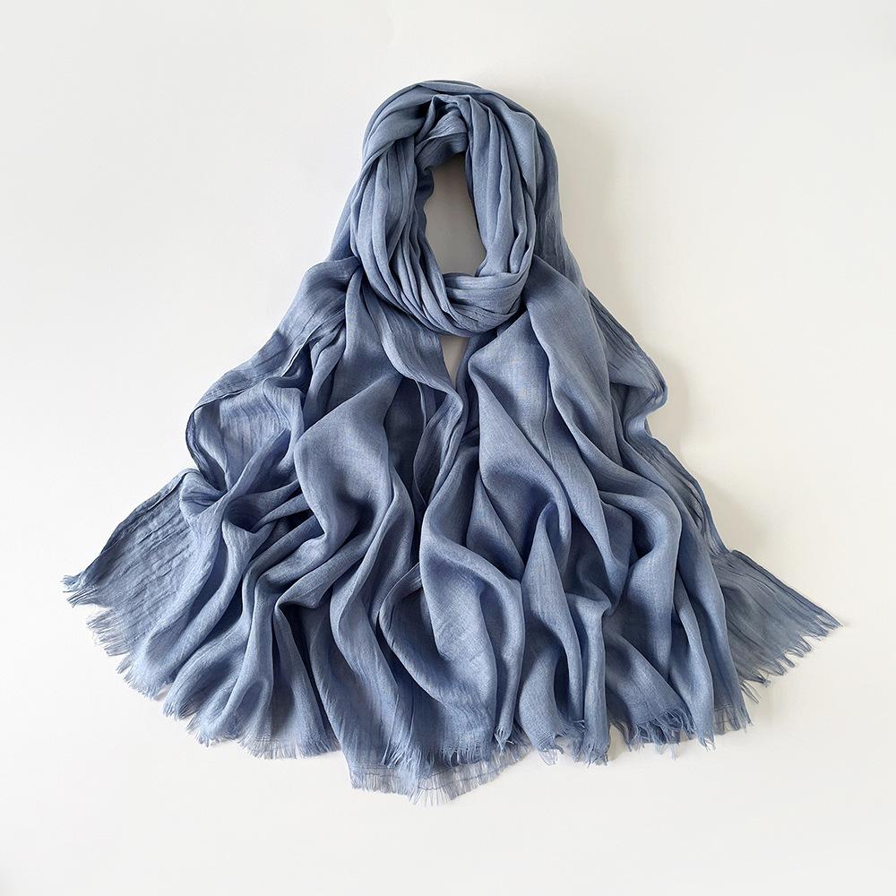Summer versatile cotton and linen scarf shawl lengthened solid color yarn shawl sunscreen shawl simple scarf silk scarf women
