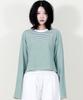 Deumakeu Striped Semi-Crop Long Sleeve T-Shirt Green