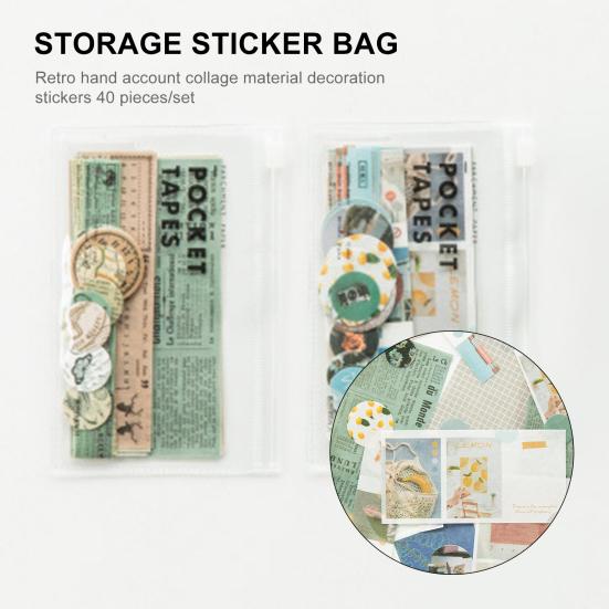 

40Pcs/Set Tearable Diary Stickers Vintage Adhesive Lovely Diary Note Sticker for Record