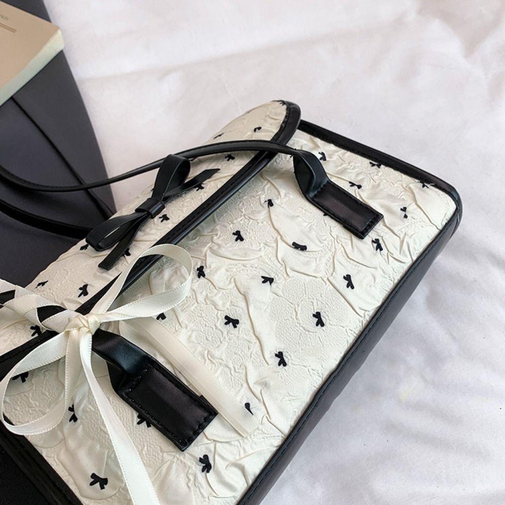 French Bow Shoulder Bag PU Underarm Bag Casual Armpit Bag Daily