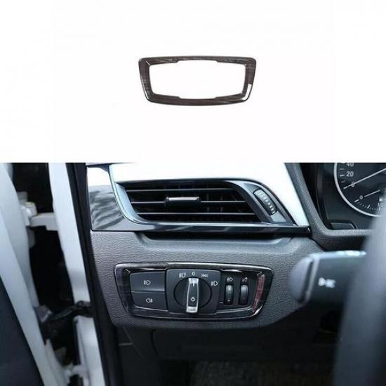 Black Wood Grain 2016-21 Cover Trim For BMW X1 F48 Car Headlight Switch Control