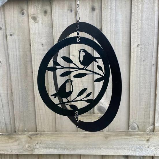 Hummingbird Wind Spinner 12-Inch 3D Kinetic Art Hanging Wind Spinner Outdoor Metal Wind Sculpture for Yard Garden Decor Gifts for Bird Lovers Mom