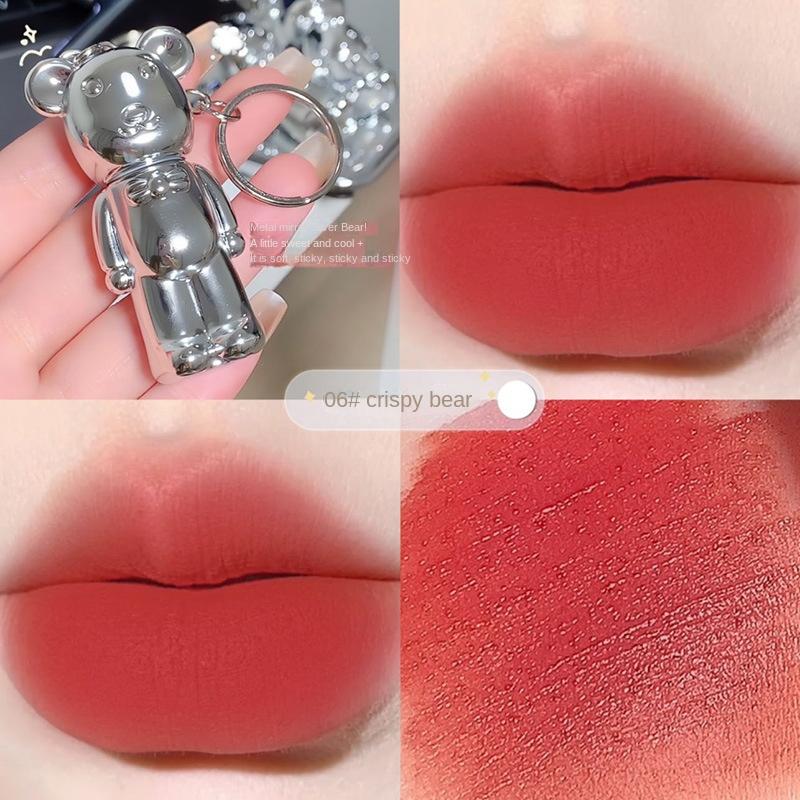 

Bear Lip Mud Matte Foggy Velvet Lip Glaze Lipstick Keychain Подвеска для помады для студенческой вечеринки Макияж для девочек
