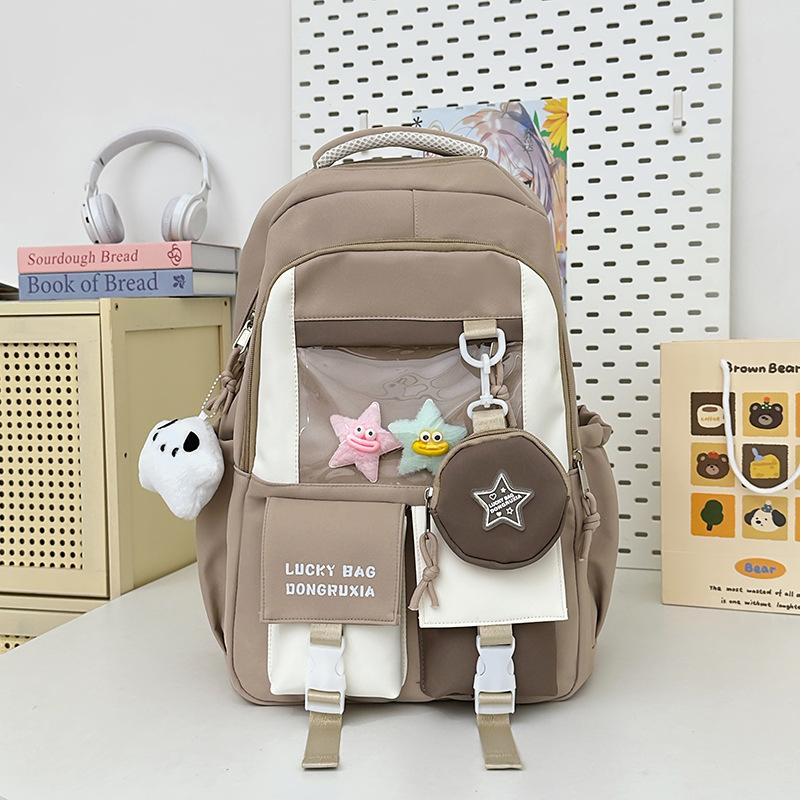 Schoolbag Schoolbag for Female Primary School Students Large Capacity Japanese Students Pain Bag Contrasting Color Backpack Junior High School