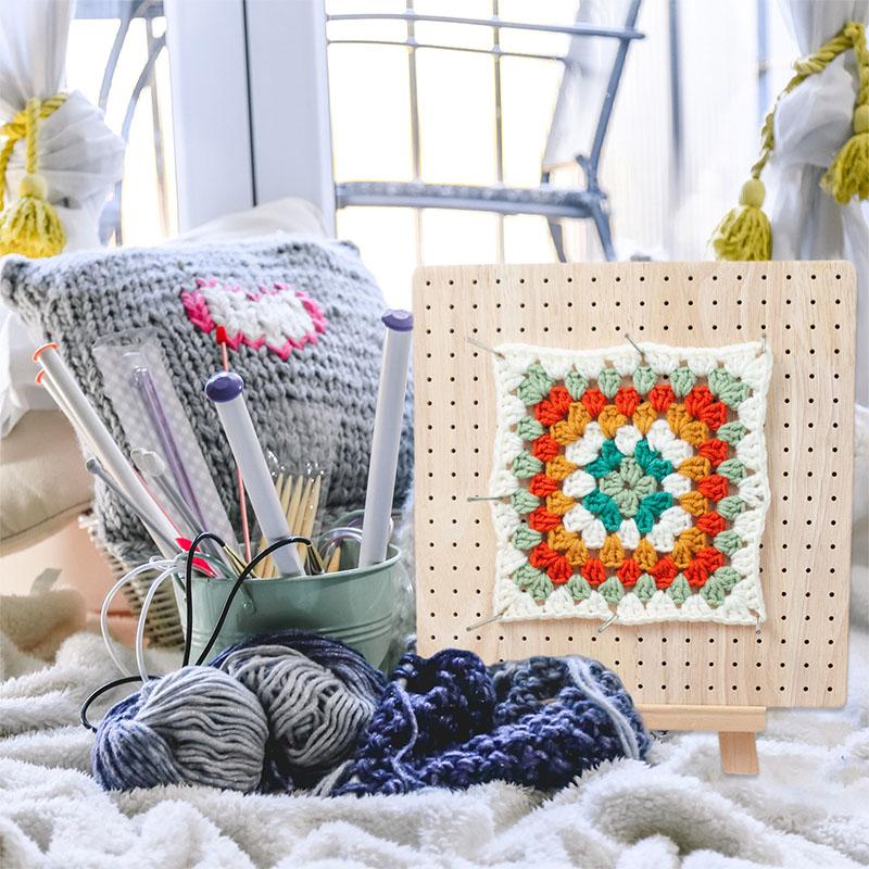 Wooden Blocking Board Granny Square Crochet Board Crafting With 324 Small Holes Blocking Mat Blocking Board For Knitting Crochet