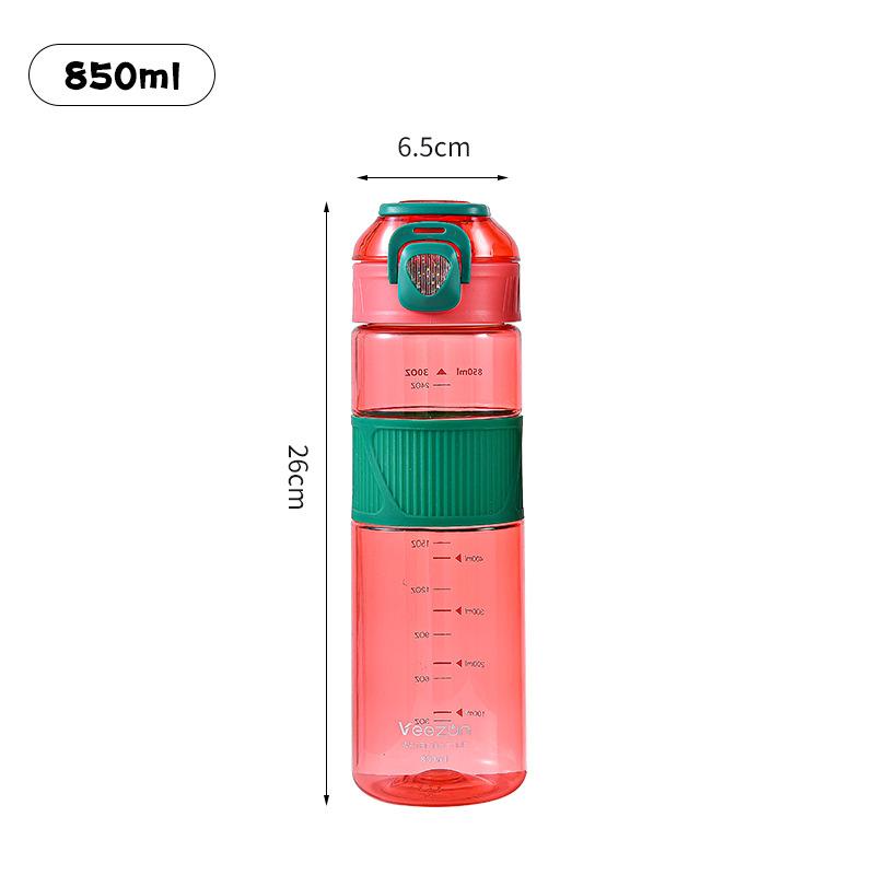 Water bottle800ml high-value summer outdoor sports portable plastic water cup with anti-skid ring, student cup multi-color optional