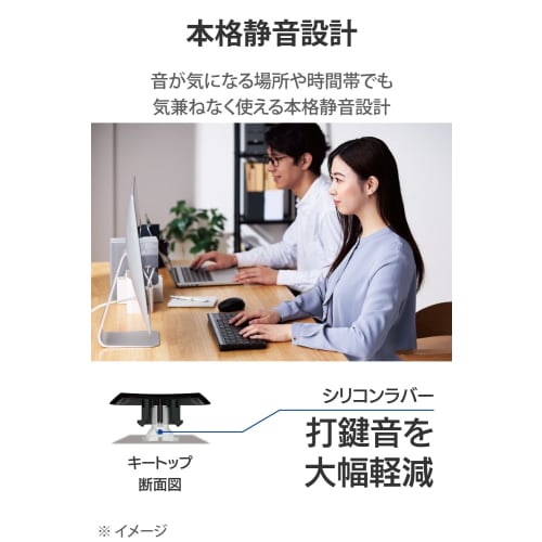 ELECOM TK-QT30DMBK Wireless Keyboard, Quiet, with Numeric Keypad, Thin and Compact Size, Compatible with Windows ChromeOS, macOS, Black