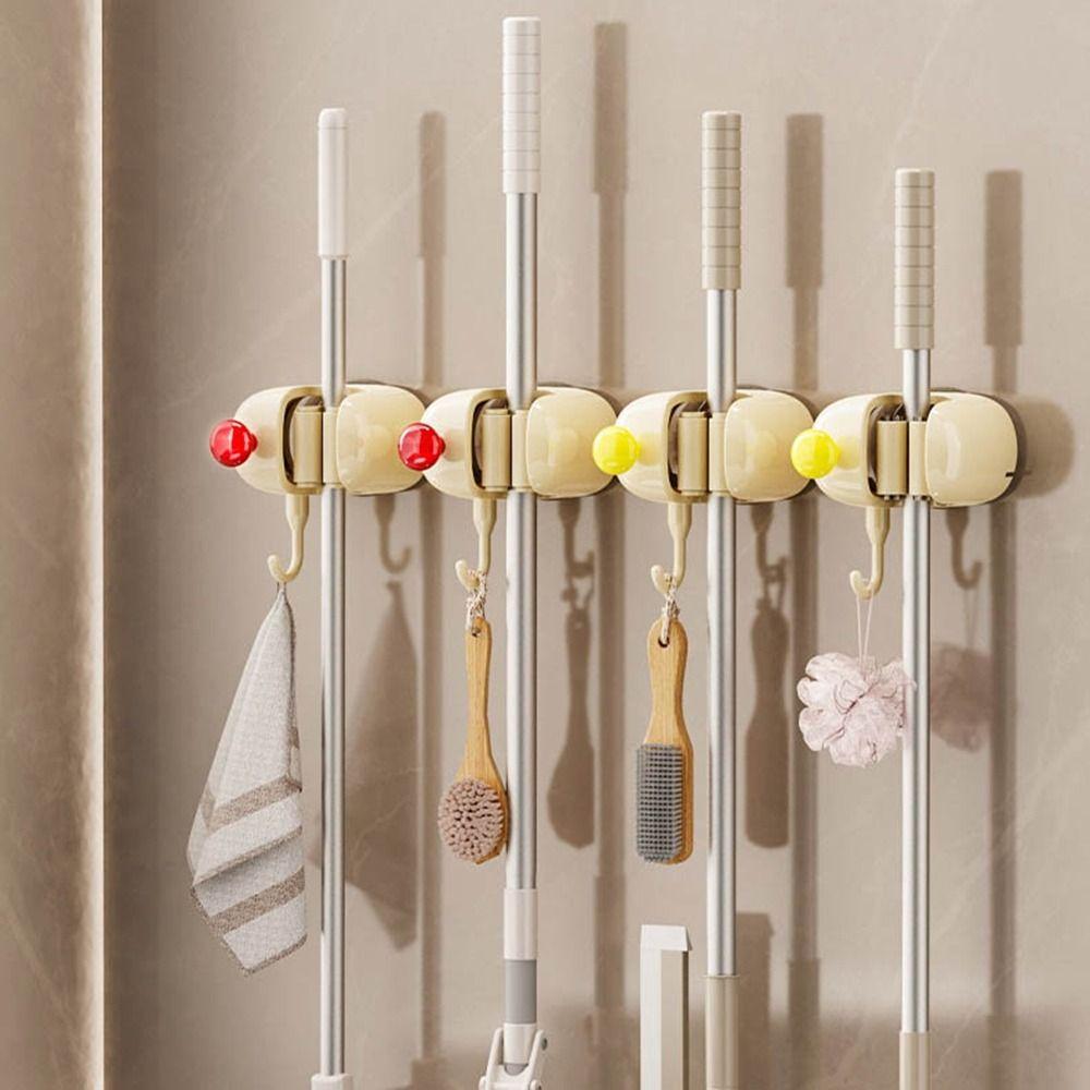 Self-Adhesive Suction Cup Mop Clamp Punch-free Mop Clip Rack Broom Mop Holder Bathroom