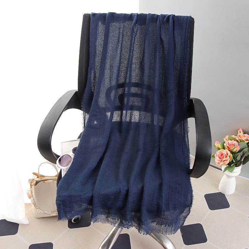 Women's Large Cotton & Linen Pure Color Scarf: Spring/Summer Muslim Headscarf, Beach Towel, Sunscreen Shawl