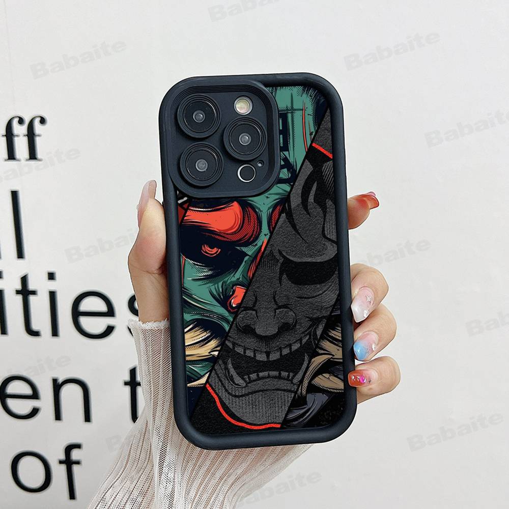 Japonia Twarz Ducha Samuraj Etui na Telefon Dla IPhone 17 16 15 13 11 12 14 Pro Max Plus Silikonowa Osłona