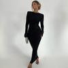 High Stretch Pleat Bodycon Dress For Women 2024 Robes Elegant Evening Party Dress Winter Maxi Long Dress Vestido