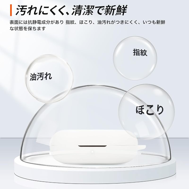 For SOUNDPEATS Breezy Earphones for Case Silicone Protective Case [HUKWIMO] with Carabiner + Strap Visible Led Light Wireless Charging Compatible Full