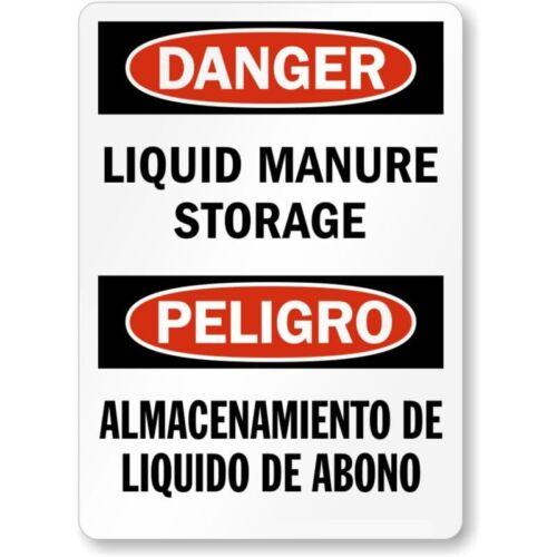 

Bilingual Liquid Manure Storage Aluminum Weatherproof SignAluminum 20x30cm（7.8x11.8inch）