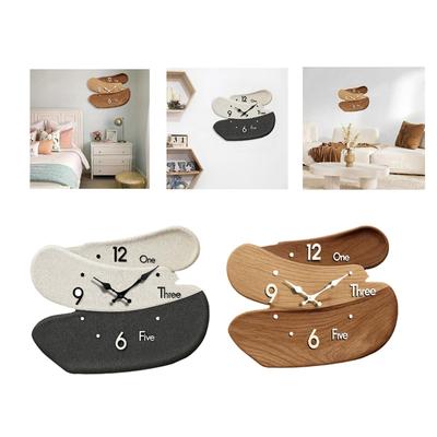 Wooden Wall Clock Silent Modern Decorative Creative Fun Hanging Clock Wall Decor for Kids Room Home Farmhouse Bedroom Bathroom