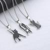 Cartoon Cat Pendant Necklace: European & American Cross Design, Stainless Steel Small Knife Charm, Men's Jewelry