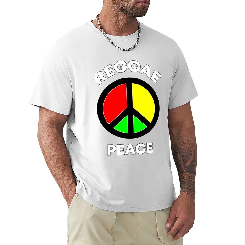 Reggae Peace Sign Rgg Reggae Tshirt Retro Style Print Casual Top