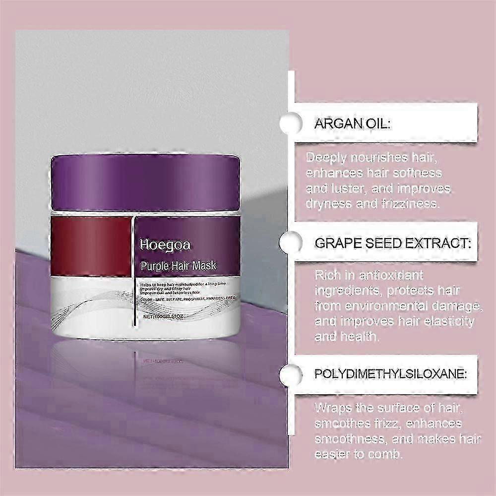 Maca Purple Hair Mask and Purple Shampoo Set,Maca Essence Purple