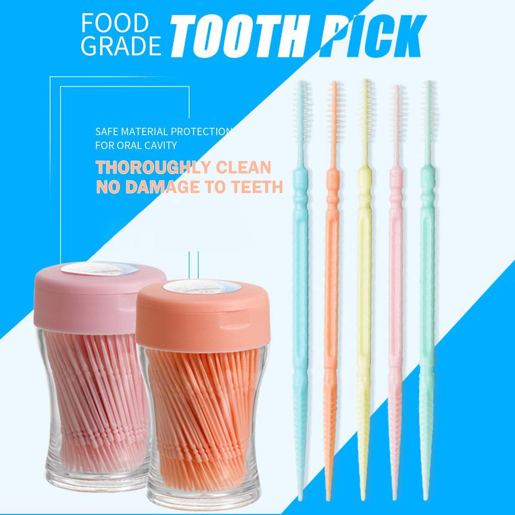 200pcs Bottle Double Headed Plastic Toothpicks
