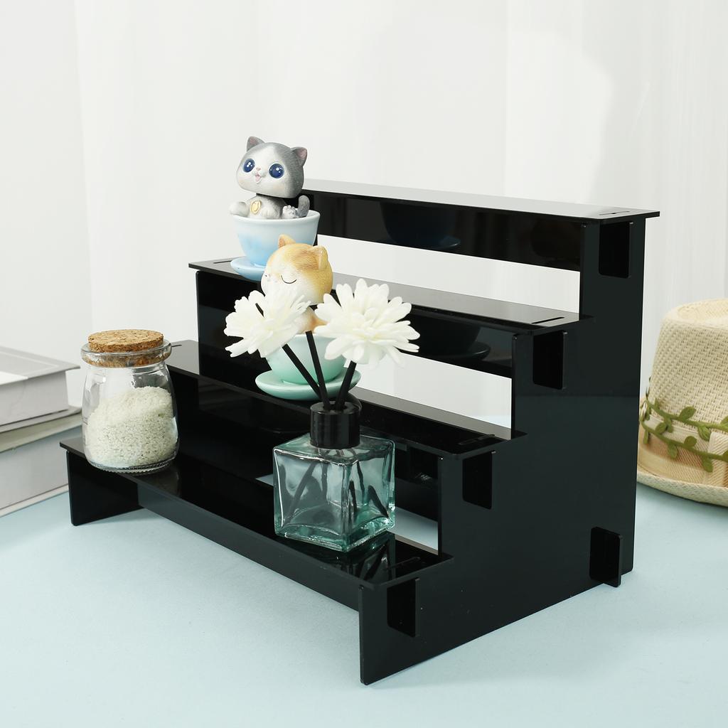 4 Tier Acrylic Display Stand Transparent Perfume Cupcake Jewelry Cosmetic Doll Clear Storage Shelf Blind Box Organizer